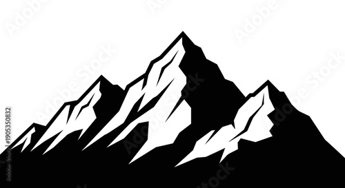 Majestic Mountain Peaks Silhouette Against White Background 2.