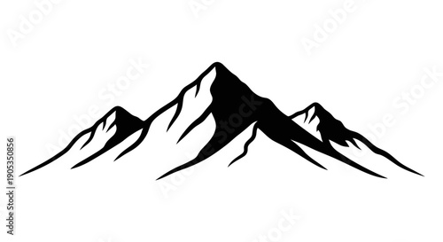 Majestic Mountain Peaks Silhouette Against White Background 1.
