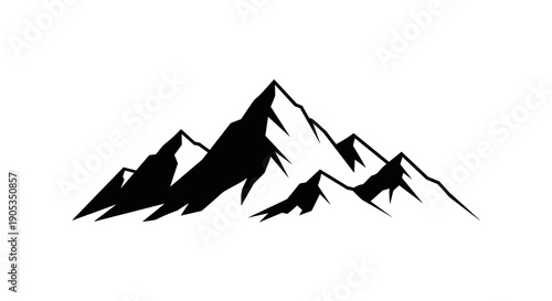 Majestic Mountain Peaks Silhouette Against White Background 3.