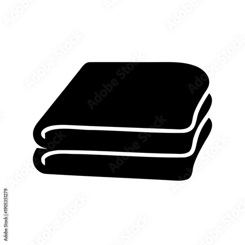 a simple black and white illustration of a folded blanket