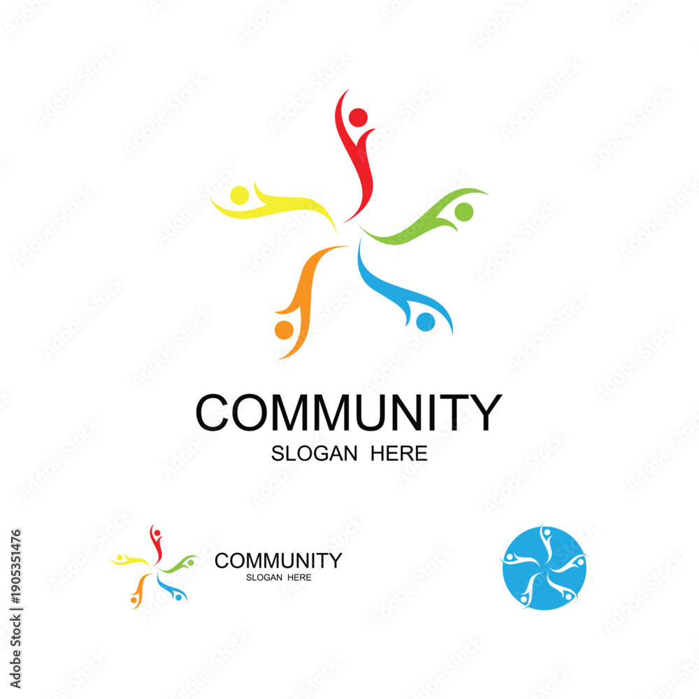 Obraz premium Community logo icon design, success people logo design, network and social icon design template
