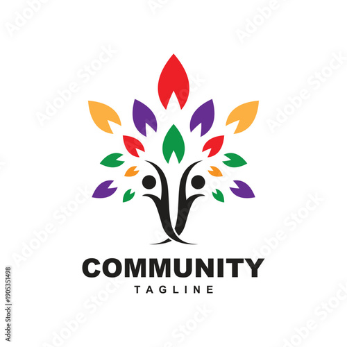 Community logo icon design, success people logo design, network and social icon design template