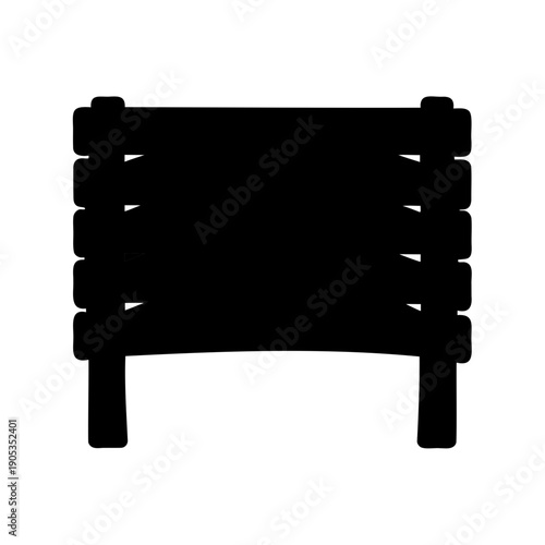 a simple black silhouette of a wooden fence on white background