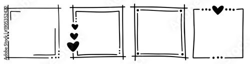 Decorative frame set with doodle corners and simple shapes. Ideal for qr code display, scan me signs, packaging design and friendly visual communication.