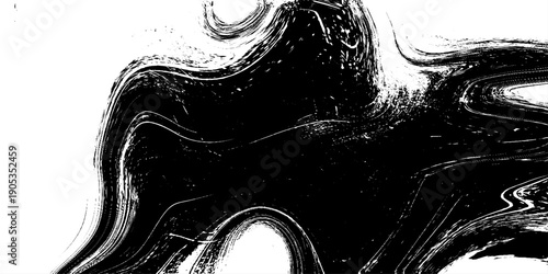 Abstract Black and White Fluid Marble Texture with Dynamic Ink Swirls, Liquid Paint Flow, Organic Wave Patterns and High Contrast Monochrome Background for Modern Art, Design, Branding and Creative.