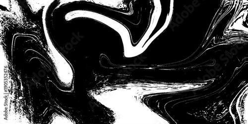 Abstract Black and White Fluid Marble Texture with Dynamic Ink Swirls, Liquid Paint Flow, Organic Wave Patterns and High Contrast Monochrome Background for Modern Art, Design, Branding and Creative.