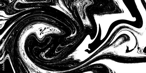 Abstract Black and White Fluid Marble Texture with Dynamic Ink Swirls, Liquid Paint Flow, Organic Wave Patterns and High Contrast Monochrome Background for Modern Art, Design, Branding and Creative.