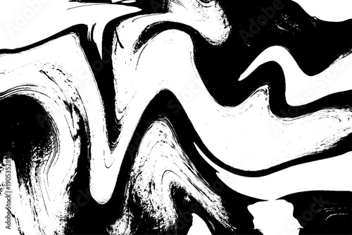 Abstract Black and White Fluid Marble Texture with Dynamic Ink Swirls, Liquid Paint Flow, Organic Wave Patterns and High Contrast Monochrome Background for Modern Art, Design, Branding and Creative.