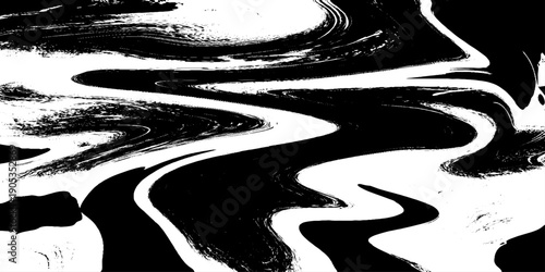 Abstract Black and White Fluid Marble Texture with Dynamic Ink Swirls, Liquid Paint Flow, Organic Wave Patterns and High Contrast Monochrome Background for Modern Art, Design, Branding and Creative.