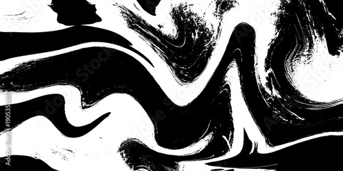 Abstract Black and White Fluid Marble Texture with Dynamic Ink Swirls, Liquid Paint Flow, Organic Wave Patterns and High Contrast Monochrome Background for Modern Art, Design, Branding and Creative.