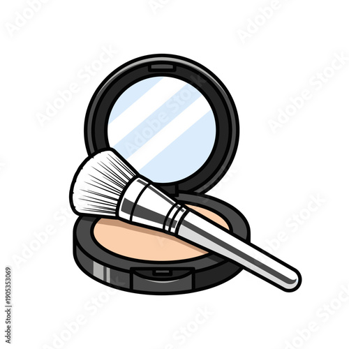 Compact Powder and Makeup Brush with Mirror