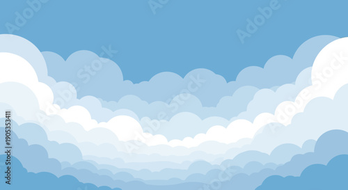Dreamy Sky with Soft White Clouds, Gentle Light on a Beautiful Blue Background