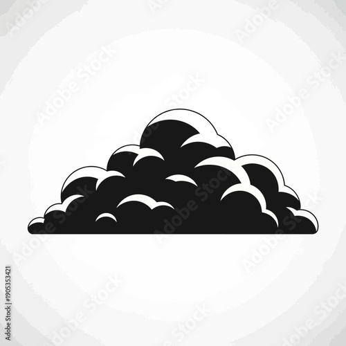 Stylized Black and White Cumulus Cloud Vector Illustration on a Textured Background
