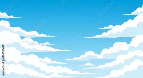 Serene Blue Sky with Fluffy White Clouds - A Beautiful Day