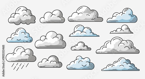 Collection of Stylized Vector Clouds for Weather and Sky Illustrations