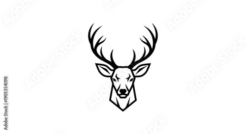 Majestic Stag Head Emblem with Antlers.