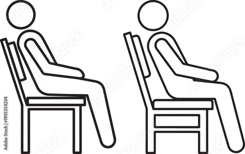 Person Sitting on a Chair Outline Vector Icons for Public Seating, Waiting, and Relaxation Concepts