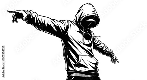 Man in Hoodie Dabbing Pose Illustration.