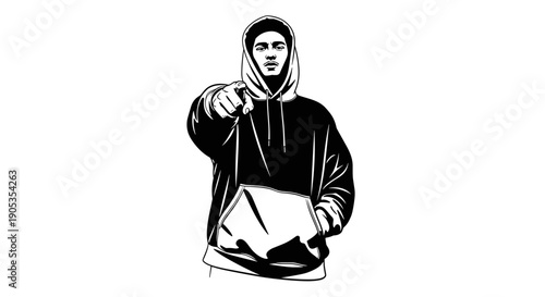 Man in Hoodie Pointing Forward with Determination 1.