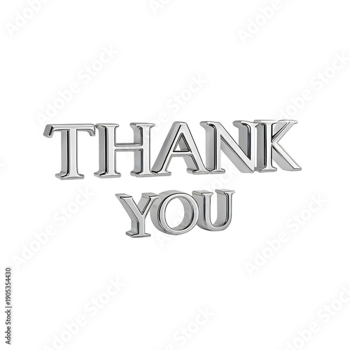 Shiny silver thank you message in elegant font