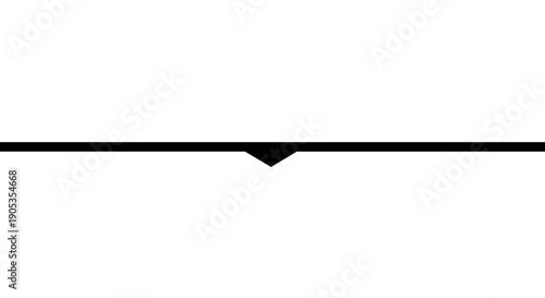 Minimalist Black Arrow Pointing Down on White Background.