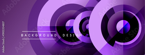 Purple abstract design features overlapping circles, creating dynamic visual effect. Modern background suitable for various projects.
