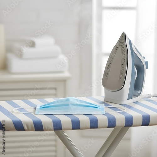 Face Mask Ironed Flat Like Clothing
Description: Mask pressed rigid on ironing board.