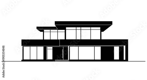 Modern Architectural House Design Silhouette.