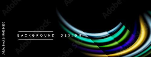 Abstract colorful lines over black background. Modern design elements create dynamic visual impact. Simple yet striking composition.