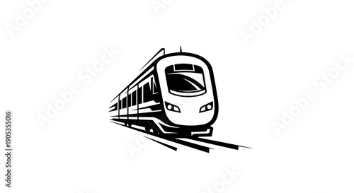 Modern High Speed Train Traveling on Tracks 1.