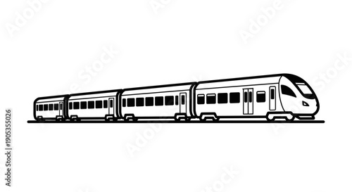 Modern HighSpeed Passenger Train Illustration.