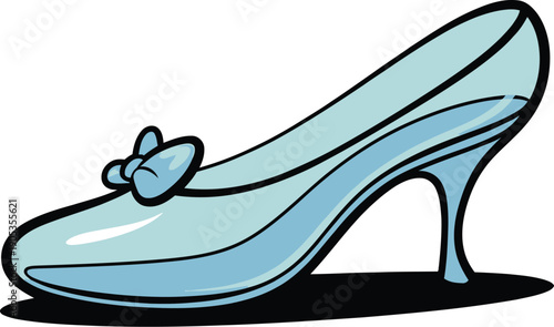 Glass Slipper With Bow Vector Illustration