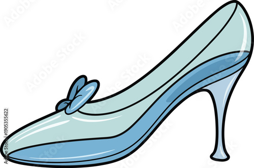 Glass Slipper with Butterfly Accent, Fairy Tale Shoe, Fantasy Footwear, Vector Illustration