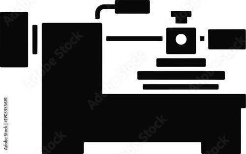Lathe Machine Vector Icon - Metalworking Equipment for Manufacturing and Industry