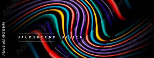 Abstract colorful waves create dynamic background. Fluid shapes blend, forming vibrant design. Modern aesthetic, visually striking.