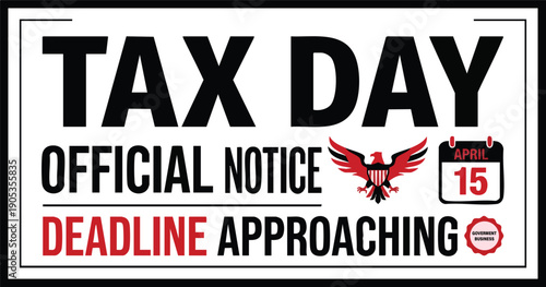TAX DAY notice banner vector with bold red and black typography