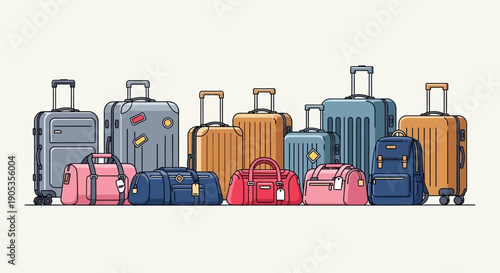 Diverse Collection of Travel Luggage and Bags for Journeys and Vacations