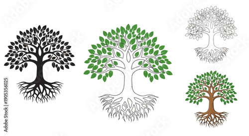 Vector Tree of Life with Intricate Roots - Stylized Natural Illustration