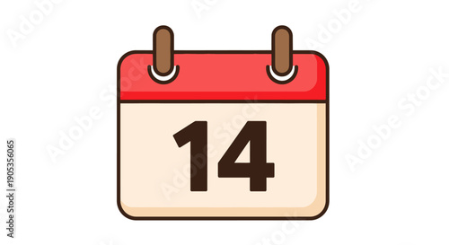 Simple Calendar Page Icon Showing the Number 14