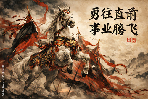 Ancient Chinese white war horse