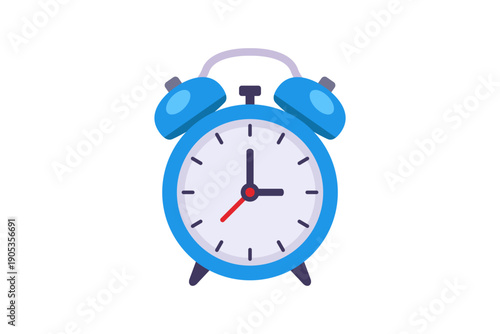 Vector illustration of a Blue Alarm Clock Symbolizing the Concept of Time, Waking Up, Punctuality, and Daily Routine