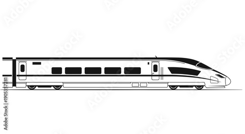 Modern HighSpeed Train Silhouette Side View.