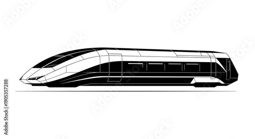 Modern HighSpeed Train Silhouette Illustration.