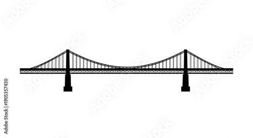 Modern Suspension Bridge Silhouette Icon.