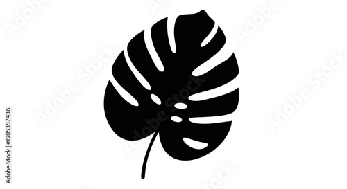 Monstera Deliciosa Leaf Silhouette Black and White 2.