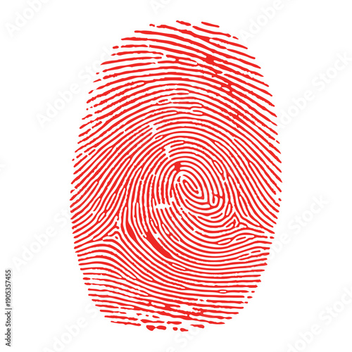 Red fingerprint biometric security identity unique personal verification access data privacy human trace modern digital