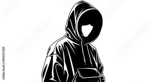 Mysterious Person in Black Hoodie Silhouette.