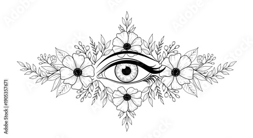 Mystical Eye Surrounded by Delicate Floral Embellishments 1.