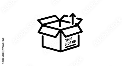 Open Box With Up Arrow and This Side Up Label.