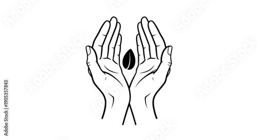 Open Hands Cupping a Seed or Leaf Symbol.